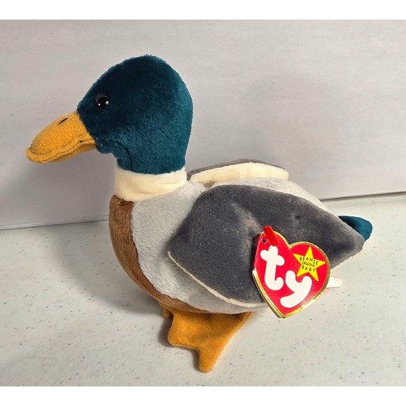 Rare Ty Beanie Baby Jake the Mallard Duck Stuffed Animal 1997 with tag errors - Picture 2 of 6